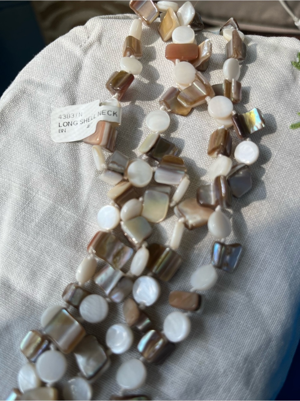 J. Crew Iridescent Neutral Shell Bead Long Necklace